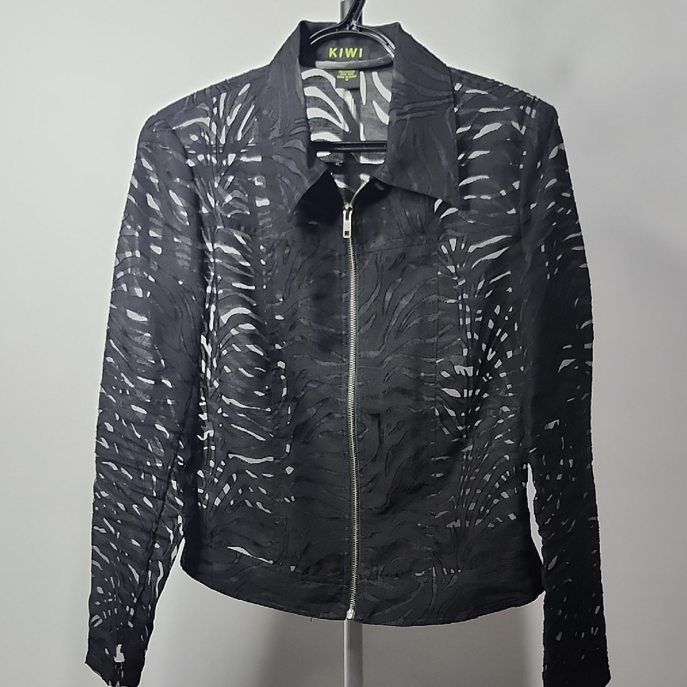 Kiwi❣️ Black Patterned Sheer Blazer